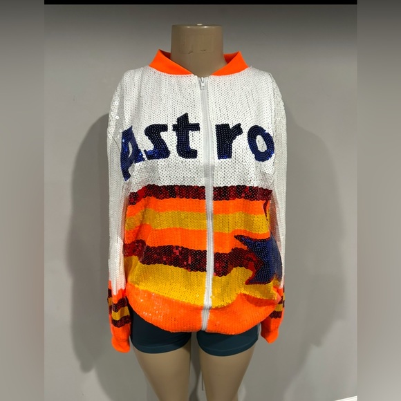Jackets & Blazers - Houston Astros Jacket Size Large Women Sequin Glitter Coat New